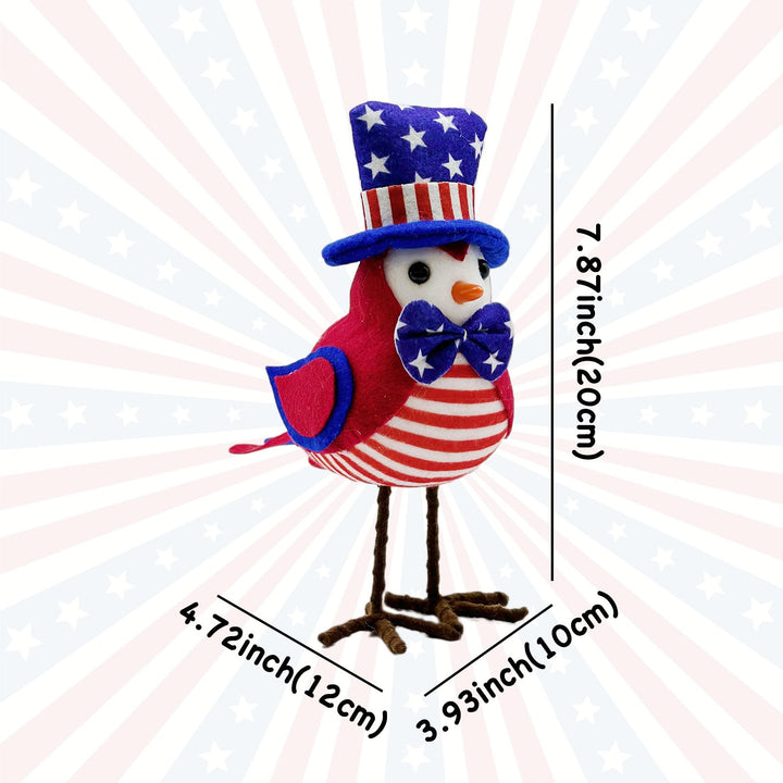Unisex nan patriotic plush tabletop bird decor with wire legs and top hat Kalsten