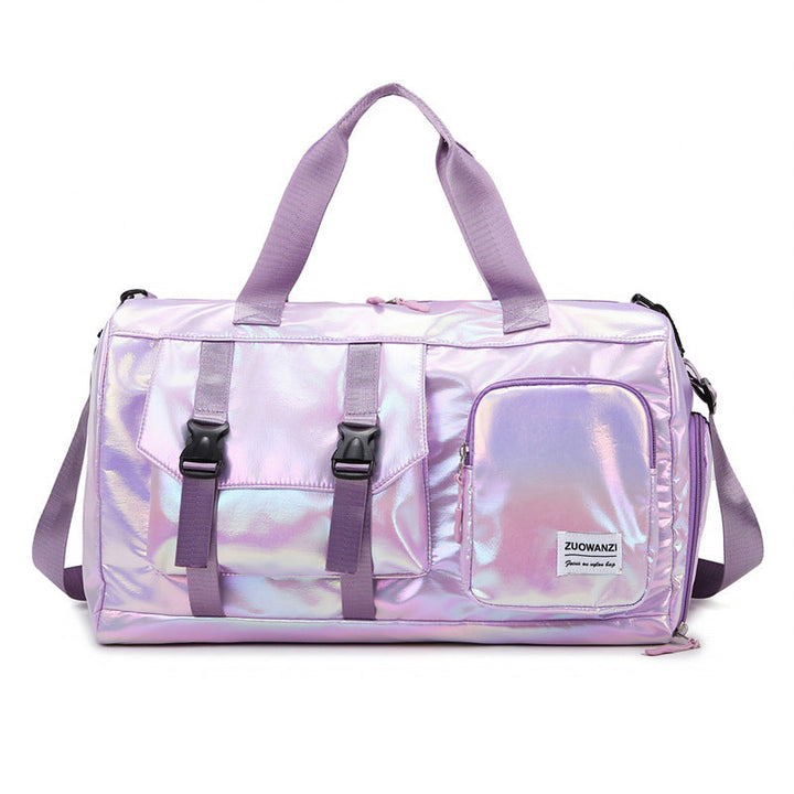 Fashionable travel bag with holographic surface and practical compartments Kalsten