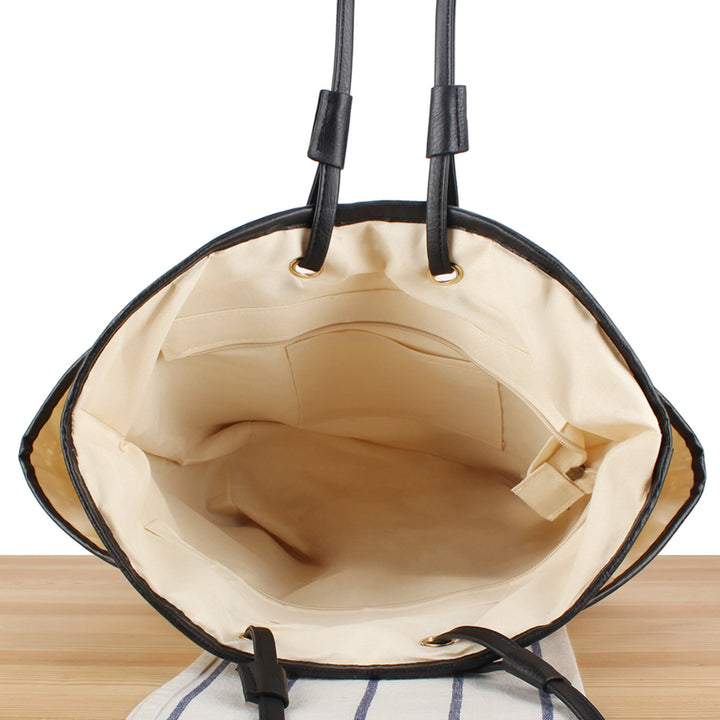 Braided Beach Bag with Elegant Leather Accent Kalsten