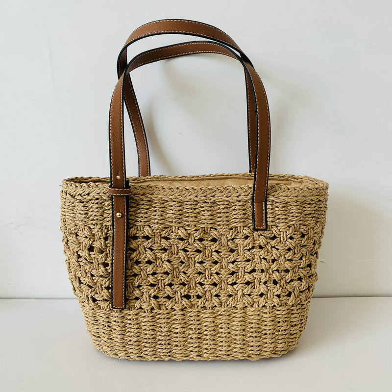 Handcrafted beach bag with high-quality leather handles Kalsten