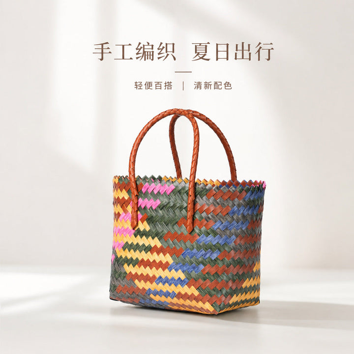 Handwoven tote bag with bamboo handles Kalsten