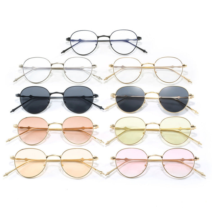 Ladies elegant round sunglasses with stylish metal frame Kalsten