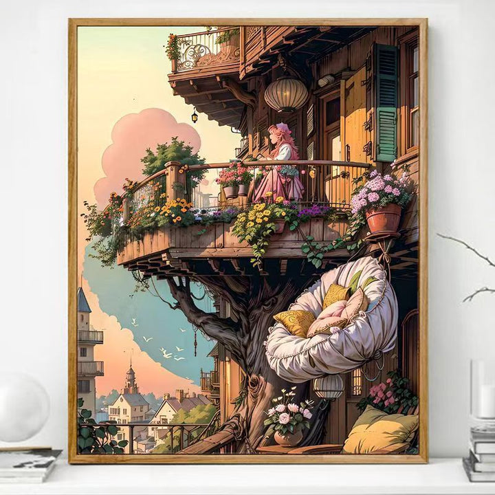 Cozy Balcony Art Print Kalsten