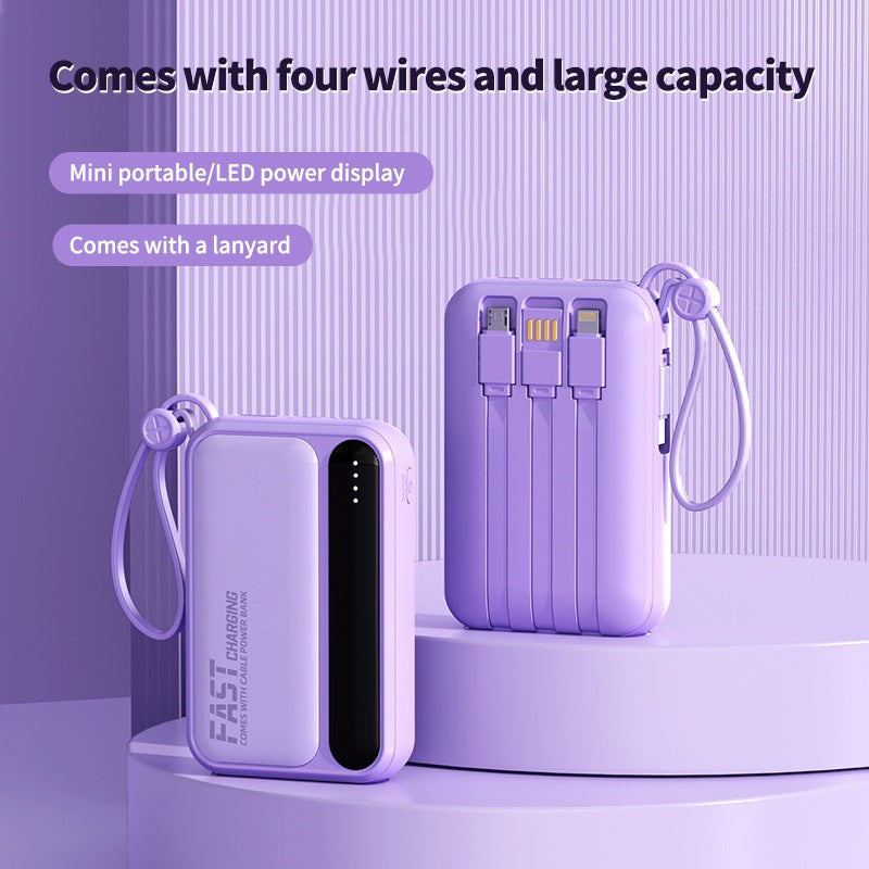 Portable power bank with integrated fast charging ports and multifunctional cable Kalsten