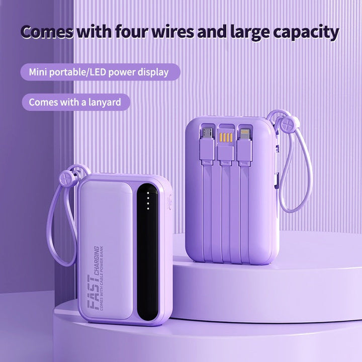 Portable power bank with integrated fast charging ports and multifunctional cable Kalsten