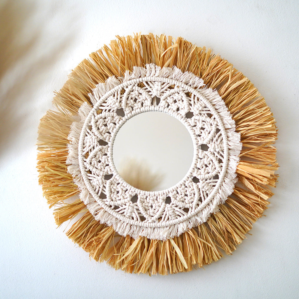 Decorative Macrame Round Wall Mirror Acalora