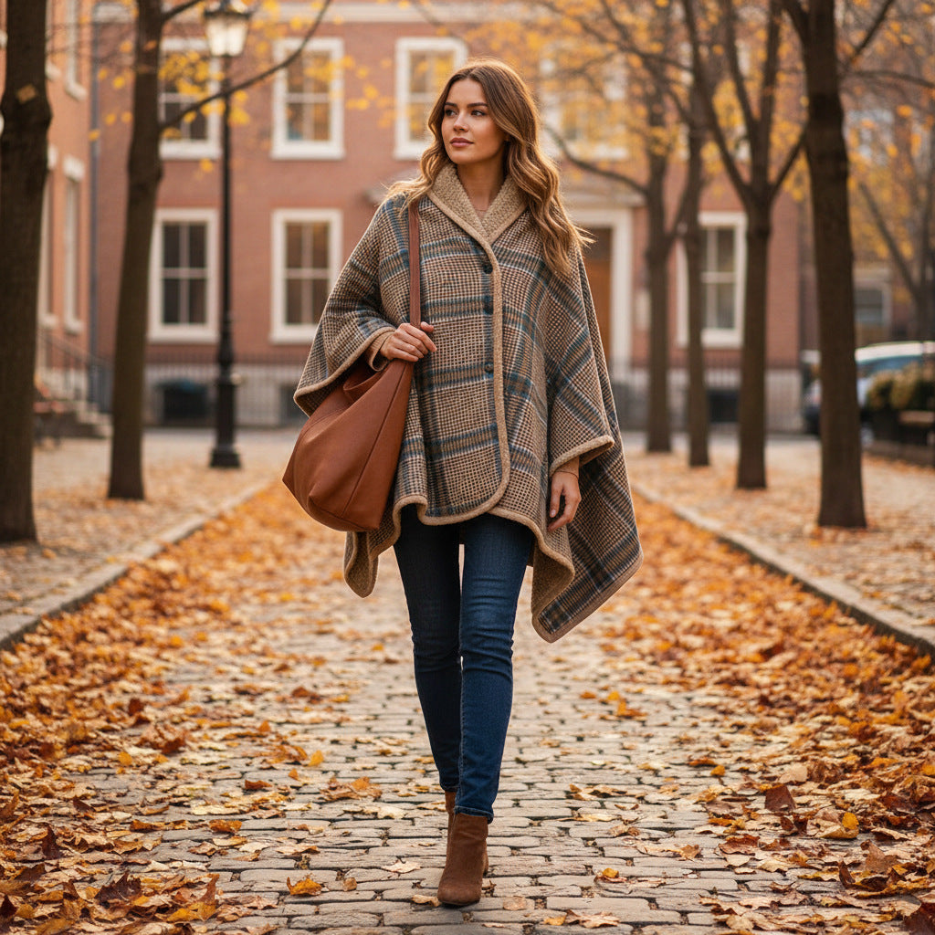 Women Cozy Blanket Poncho Kalsten