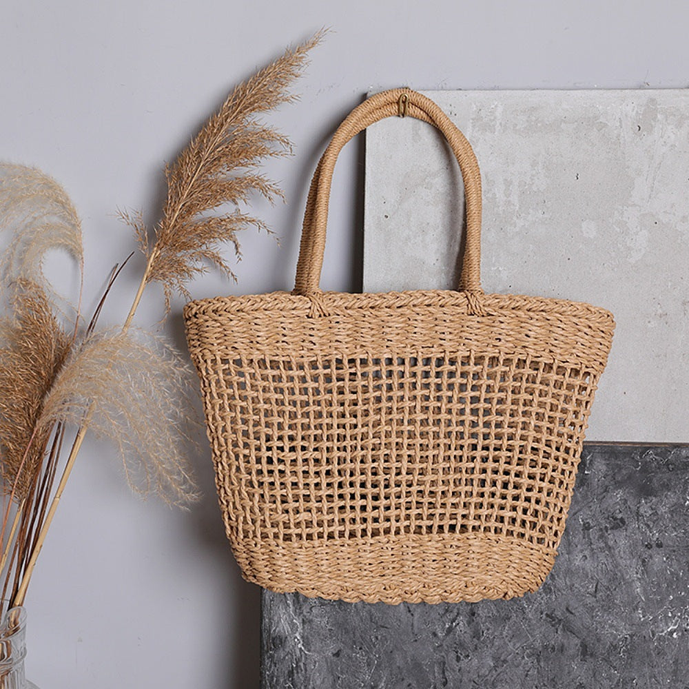 Basket bag made of natural raffia with sturdy carrying handles Kalsten