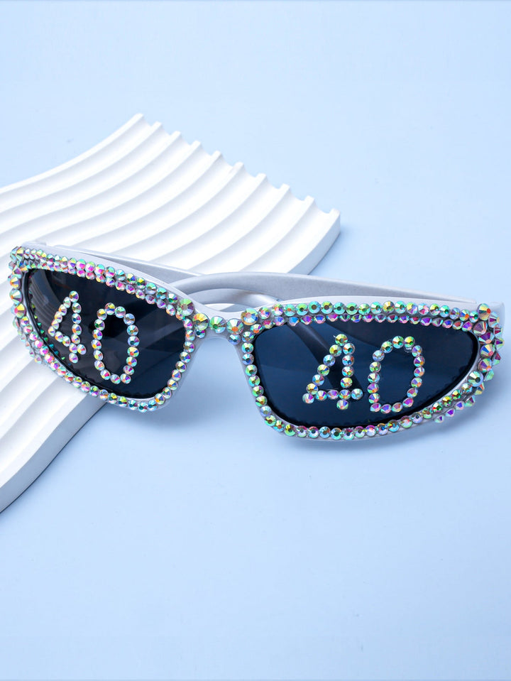 Women Glamorous Rhinestone Sunglasses with Custom Designed Inscription Kalsten