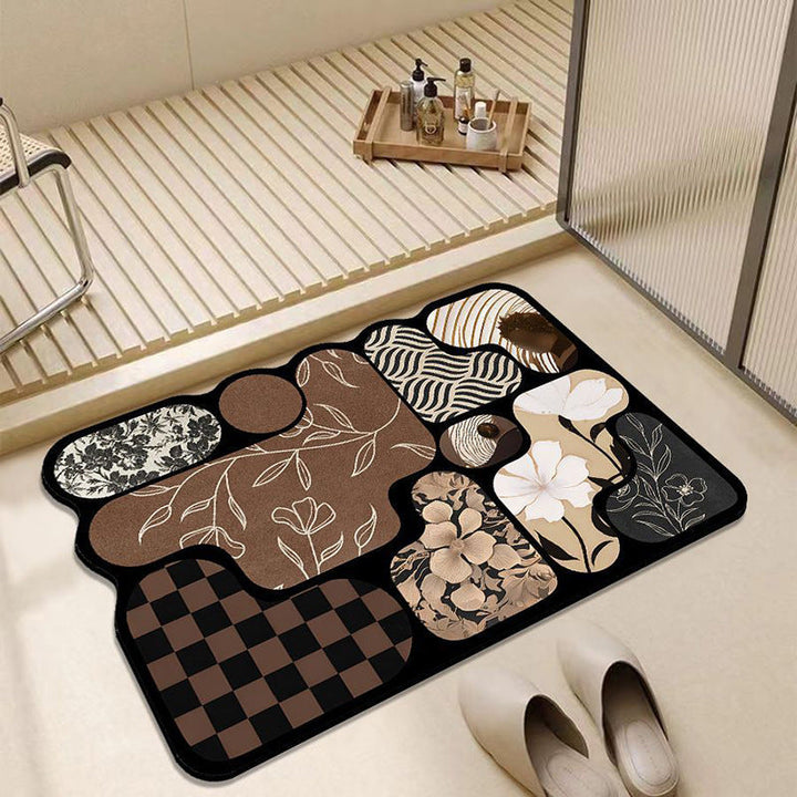Artistic Floral Pattern Bath Mat Kalsten