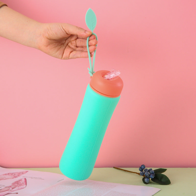 Ladies Foldable Silicone Drinking Bottle with Practical Carrying Strap Kalsten