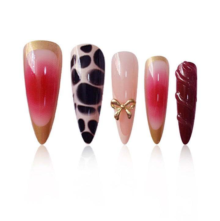 Artistic Stiletto Press-On Nail Set with Unique Accents Kalsten
