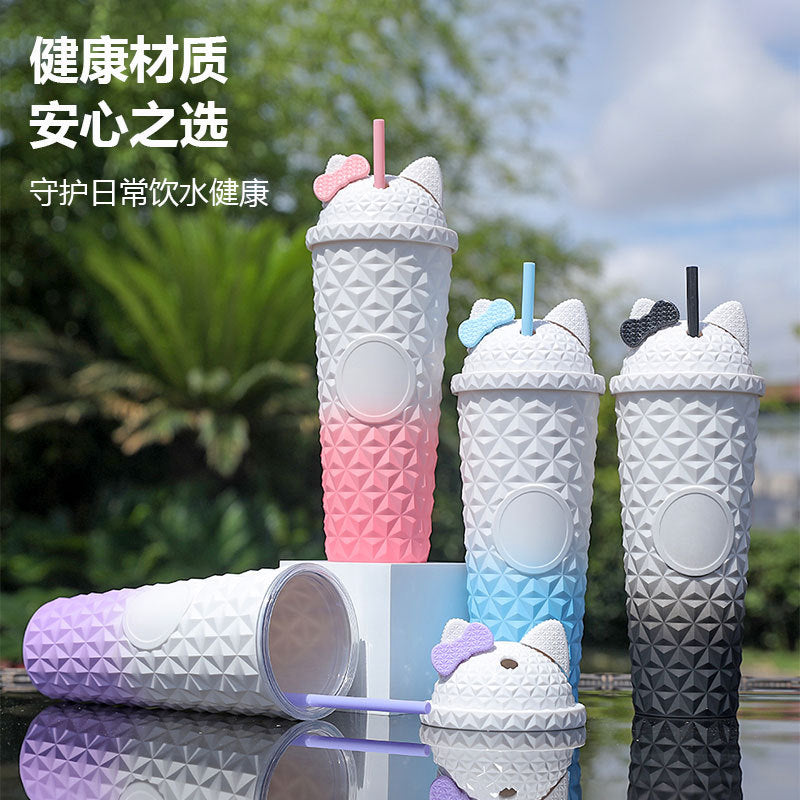 Ladies playful drinking cup with cat ears and integrated straw Kalsten