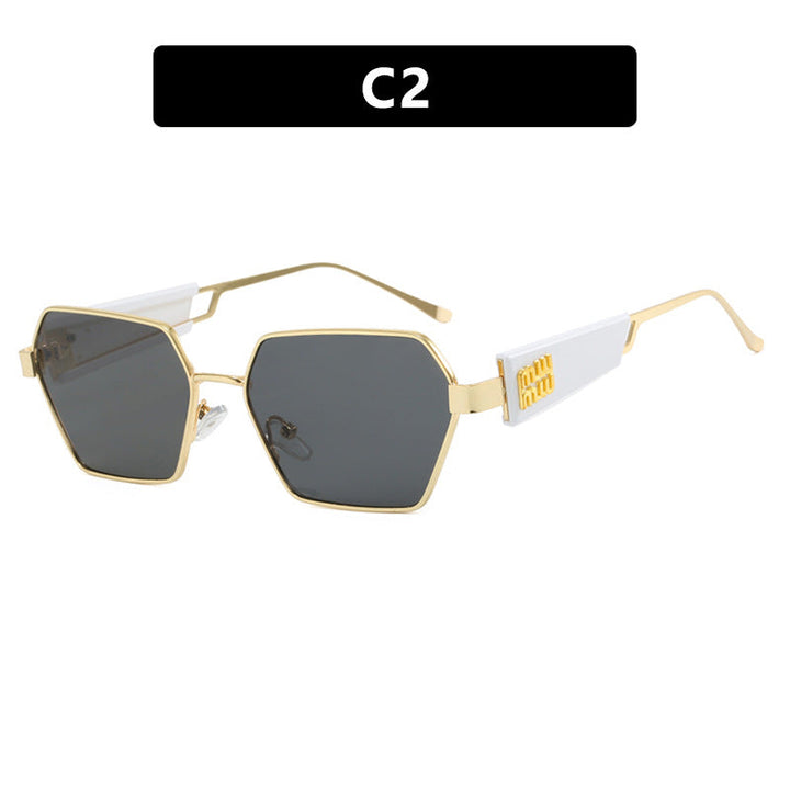 Ladies hexagonal sunglasses with elegant metal frame and protective lenses Kalsten