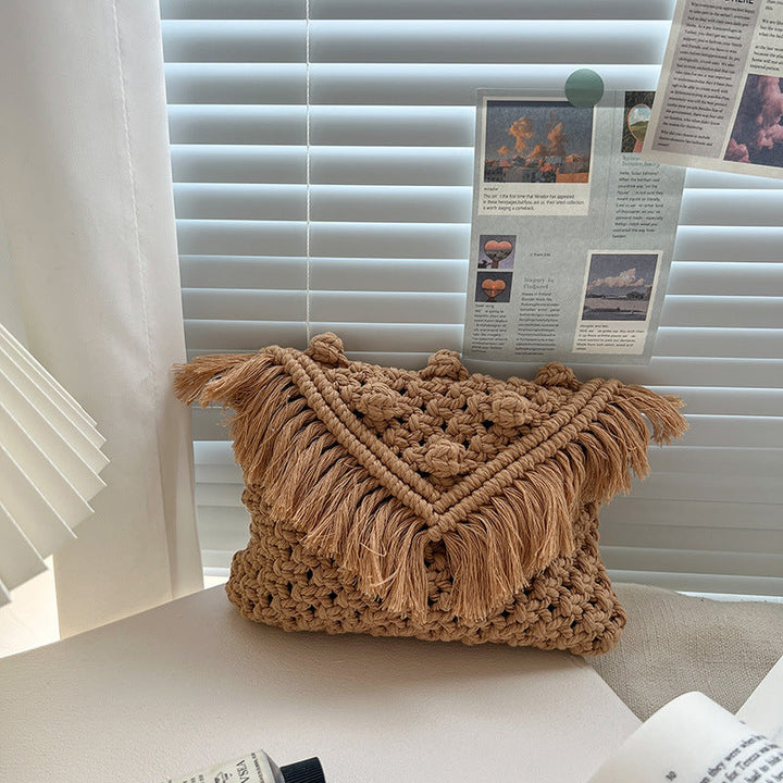 Handmade Fashion Crossbody Bag with Fringes and Decorative Accents Kalsten