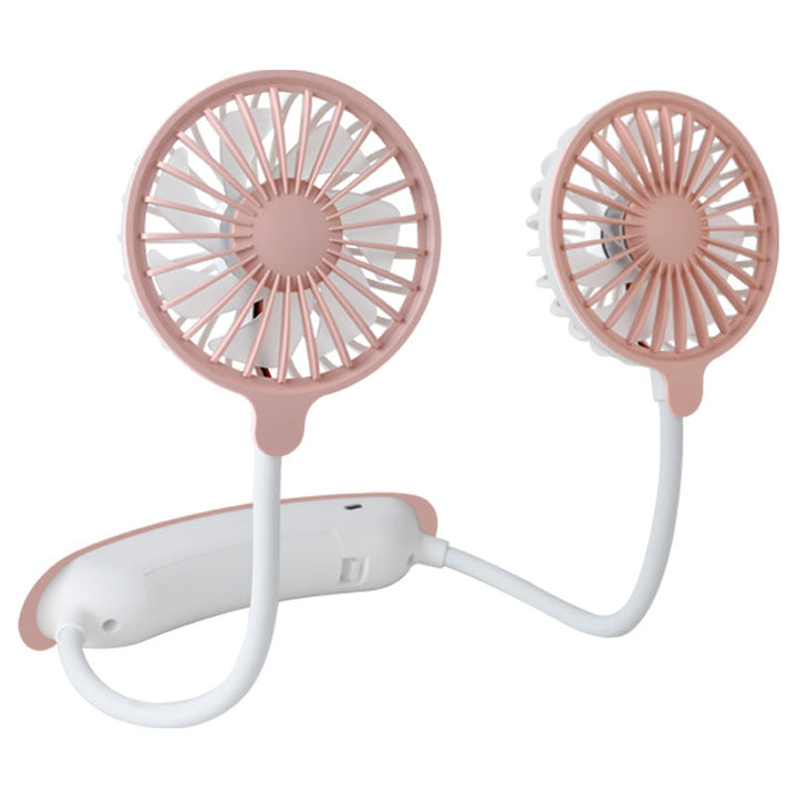 Unisex nano portable double neck fan with silent motor, adjustable fan heads, and rechargeable battery Kalsten