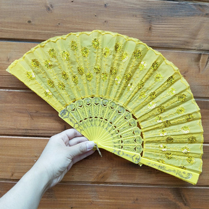 Ladies handcrafted fan with exquisite embroidery Kalsten