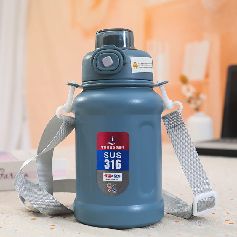 Ladies Stainless Steel Insulated Bottle with Practical Carry Strap and Innovative Closure Kalsten
