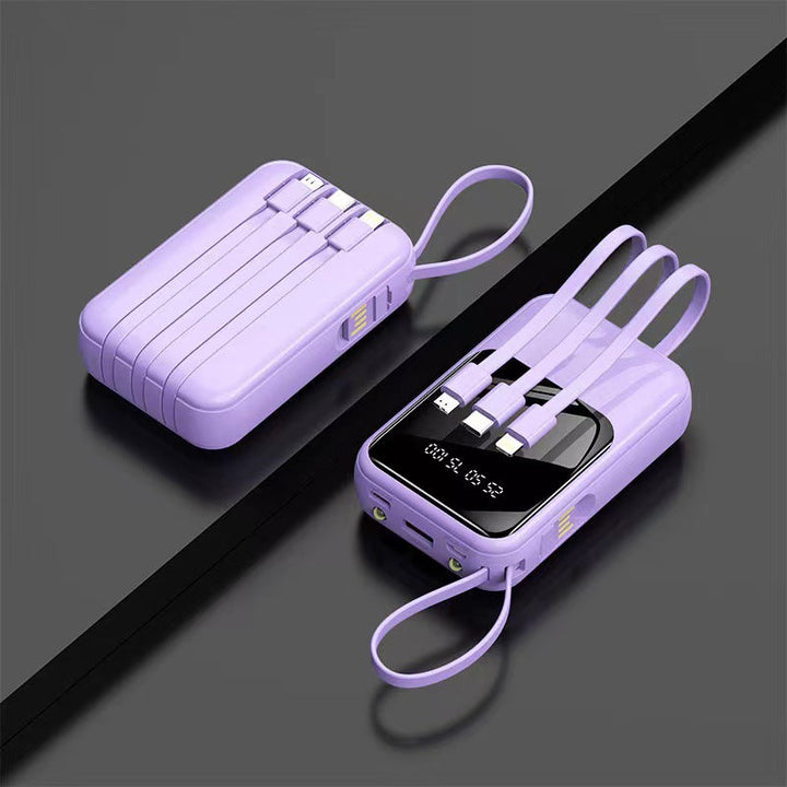 Portable power bank with integrated multifunctional cable system and digital display Kalsten