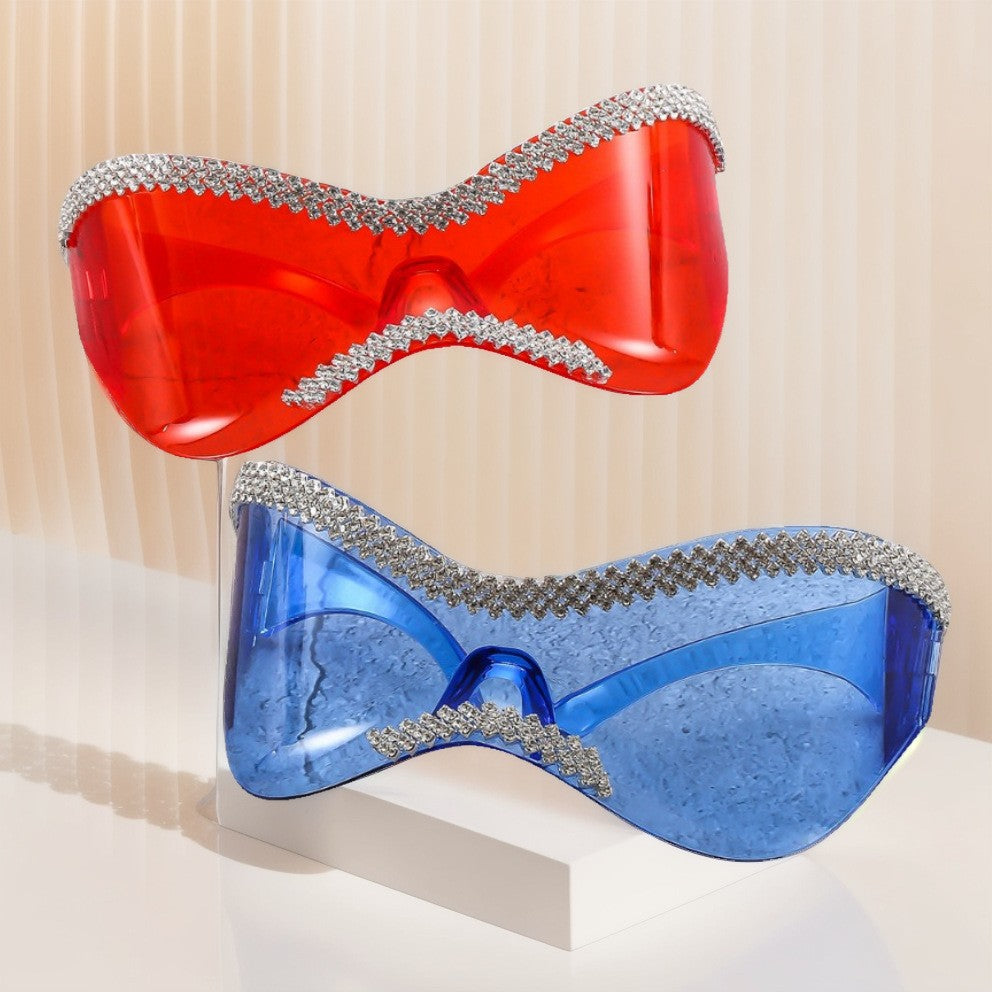 Women's Glamorous High-Gloss Sunglasses with Crystal Frame Kalsten