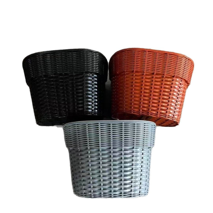 woven rattan style PVC bicycle front basket with quick release mounting Kalsten