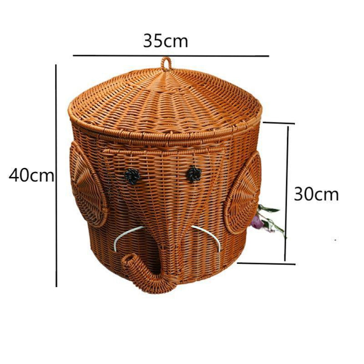 Elephant-Shaped Woven Storage Basket Kalsten