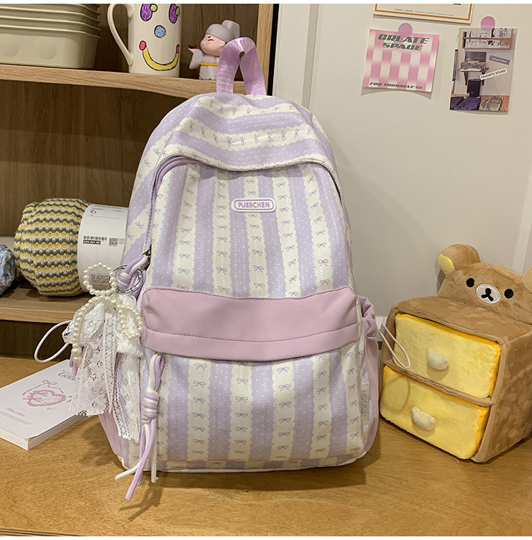 Charming Decorative Bow-Embellished School Backpack
