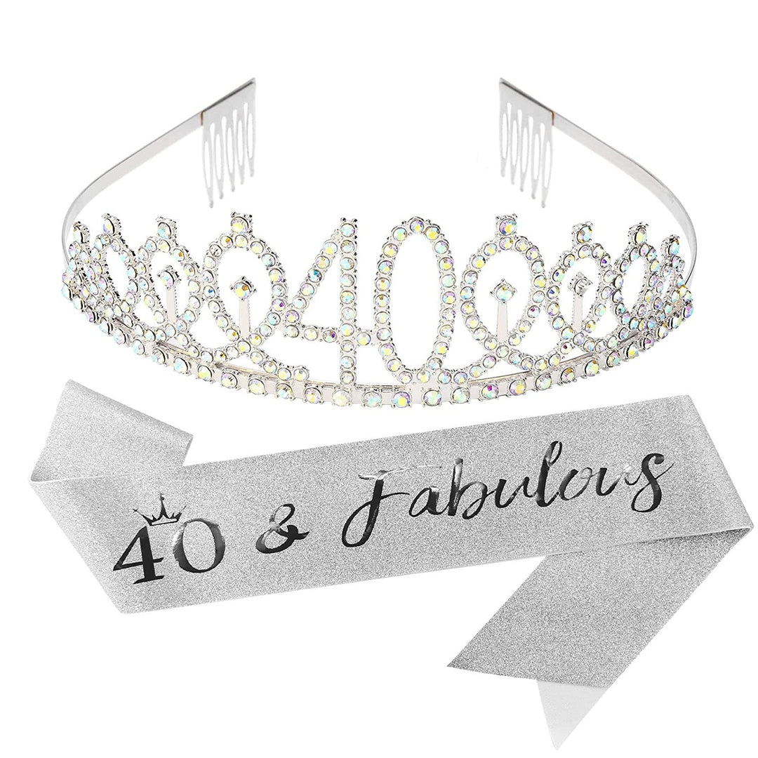 Ladies Sparkling Tiara with personalized 80th Birthday Inscription Kalsten