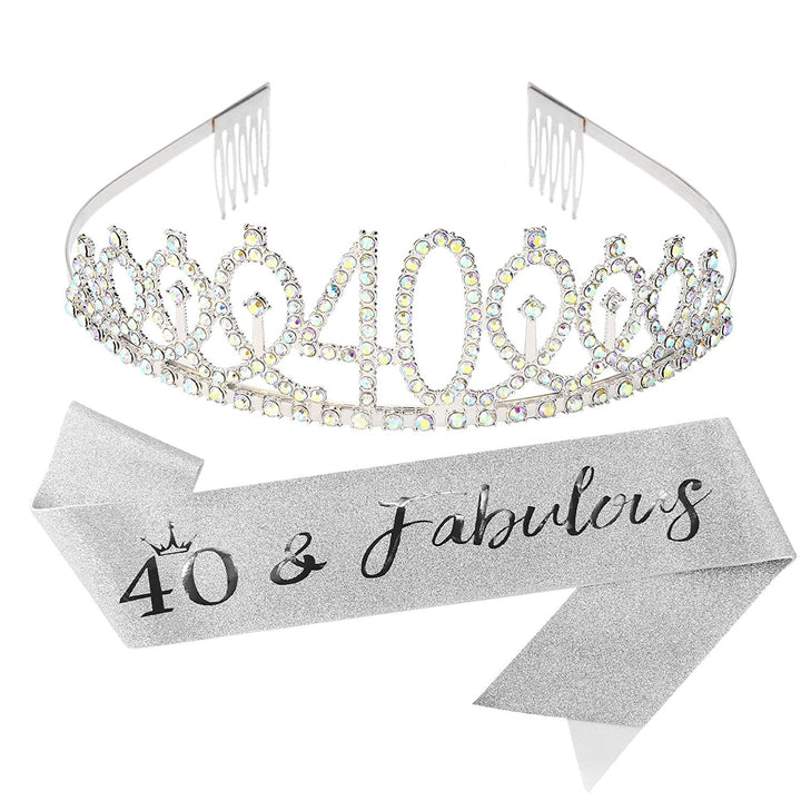 Ladies Sparkling Tiara with personalized 80th Birthday Inscription Kalsten