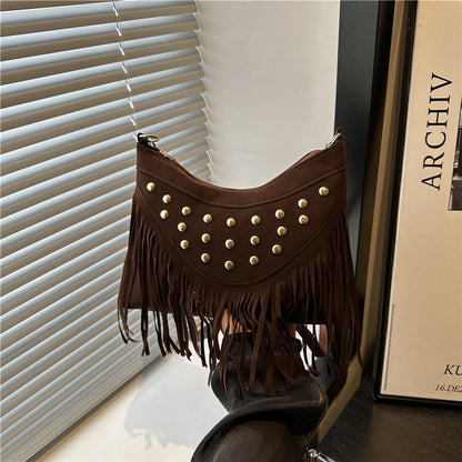 Bohemian Fringe Detail Crossbody Bag Acalora