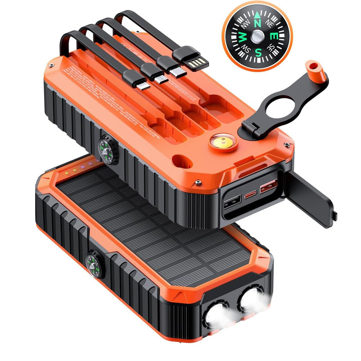 Solar Power Bank with Integrated Charging Cables and LED Flashlight Kalsten