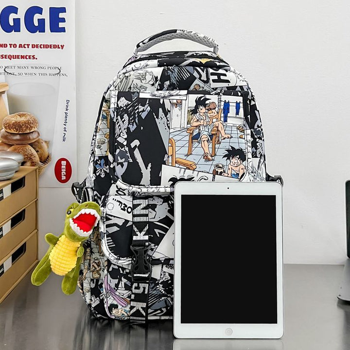 Backpack in Comic Design with Soft Plush Pendant Kalsten