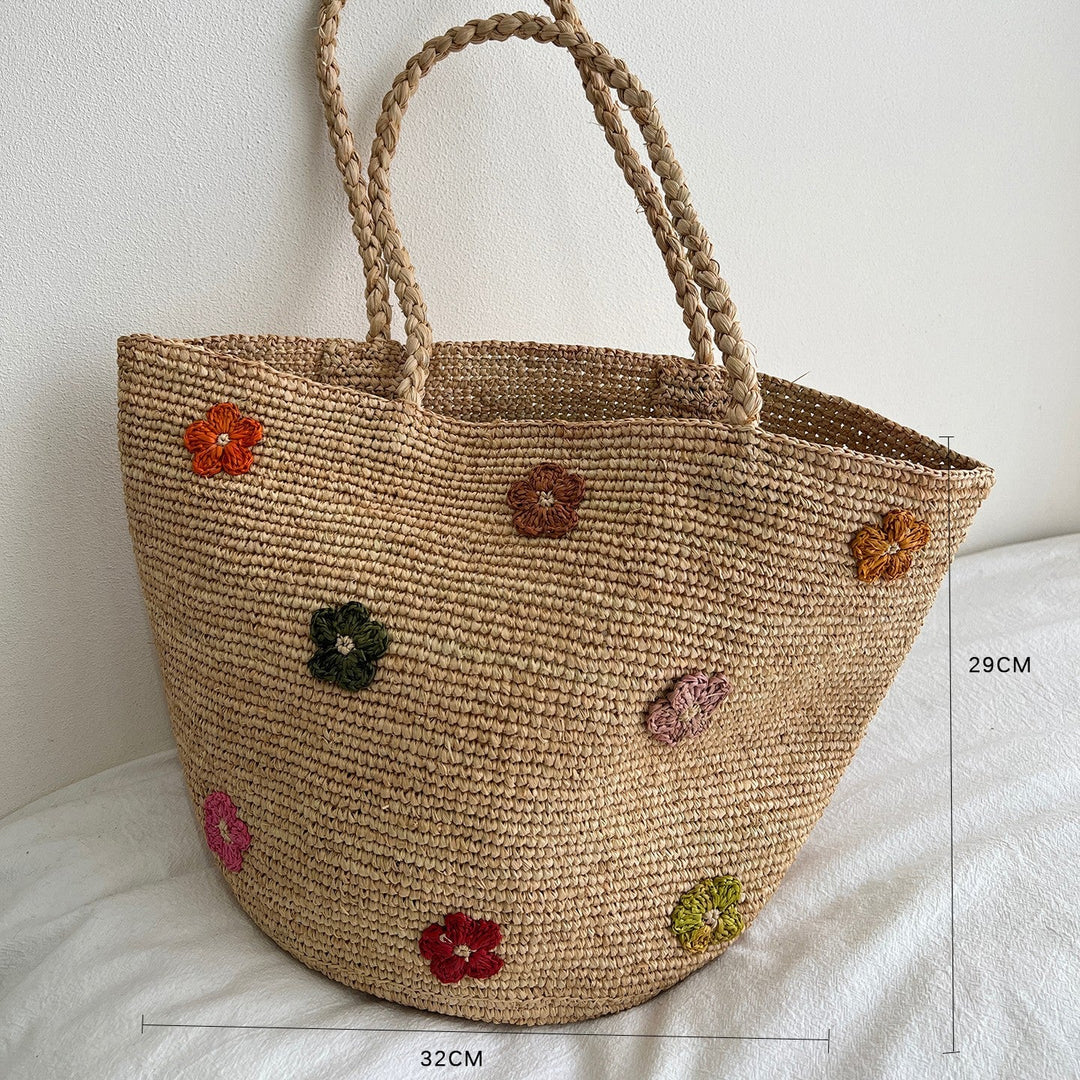 Handmade straw bag with colorful lemon design Kalsten