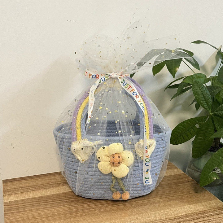 Women's handmade basket bag with color-coordinated handle accents Kalsten