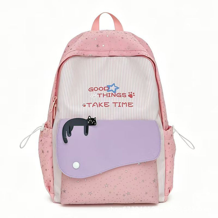 Cat-Illustrated Casual Backpack Kalsten