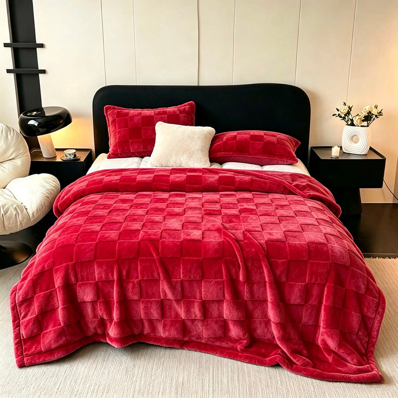 Textured Patchwork Fleece Blanket Kalsten