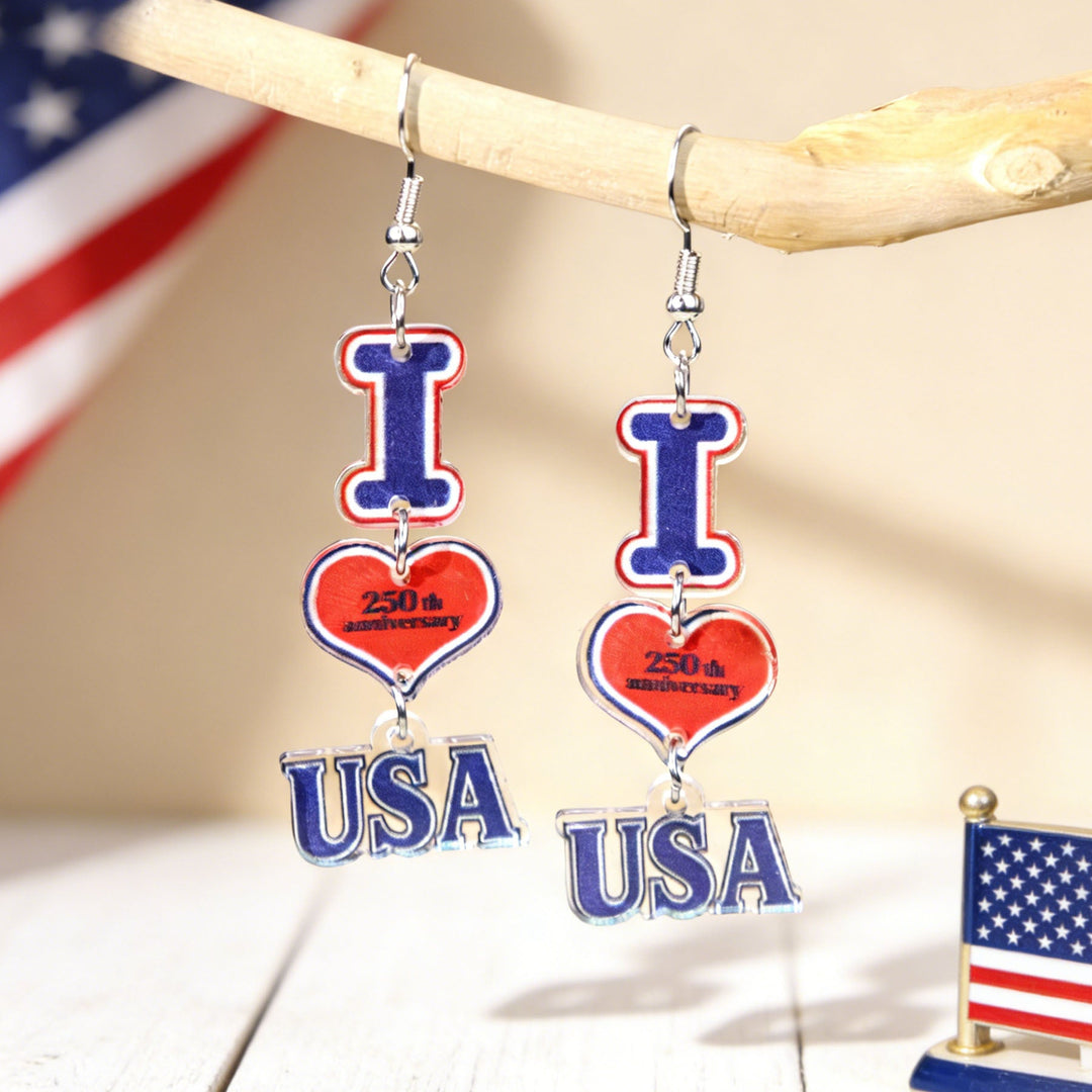 Ladies nan statement earrings with bow shape and American flag pendant Kalsten