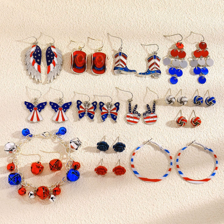 Women's nan patriotic novelty dangle hook earrings with laser-printed wooden fireworks charm Kalsten