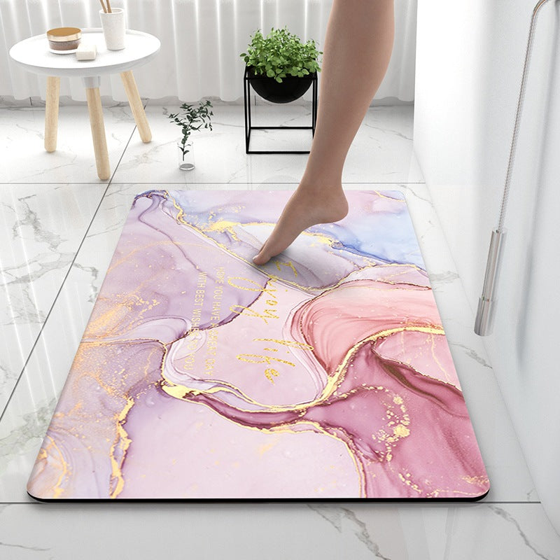 Soft Print Abstract Marble Bath Mat Kalsten
