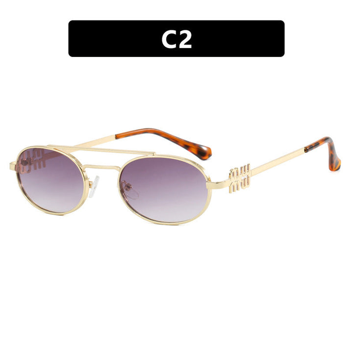 Women's elegant oval sunglasses with luxurious metal frame Kalsten
