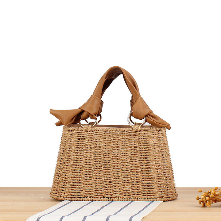 Basket bag with elegant fabric decoration Kalsten