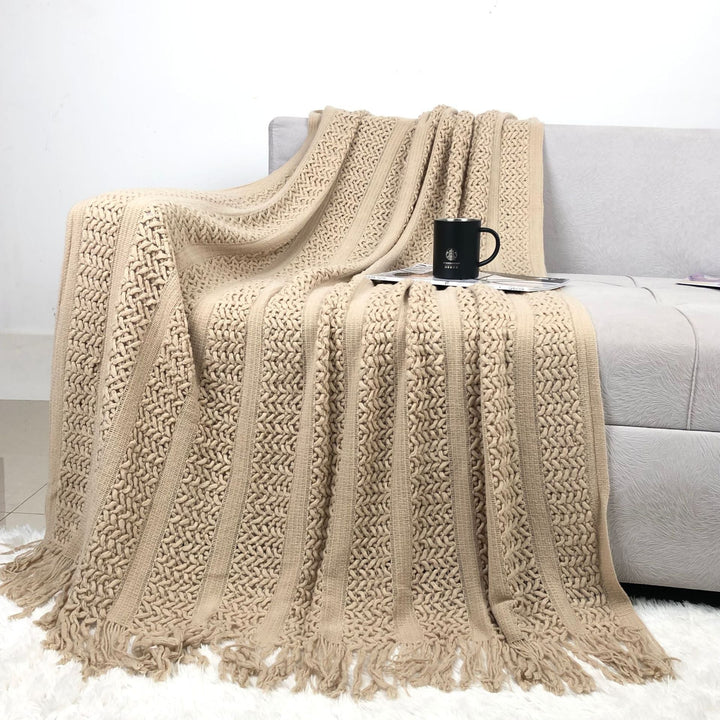 Textured Handwoven Throw Blanket Kalsten
