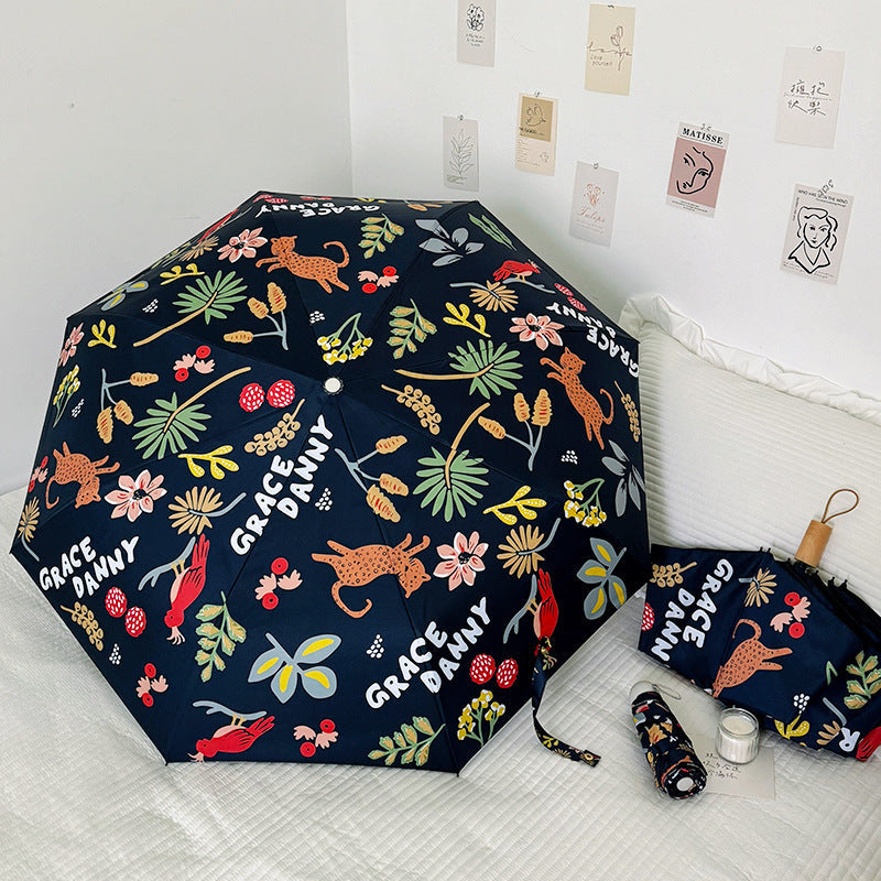 Women Folding Umbrella with Striking Flower Pattern Kalsten