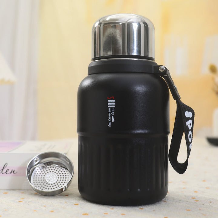 Women's Insulated Bottle with Removable Tea Strainer and Carry Strap Kalsten