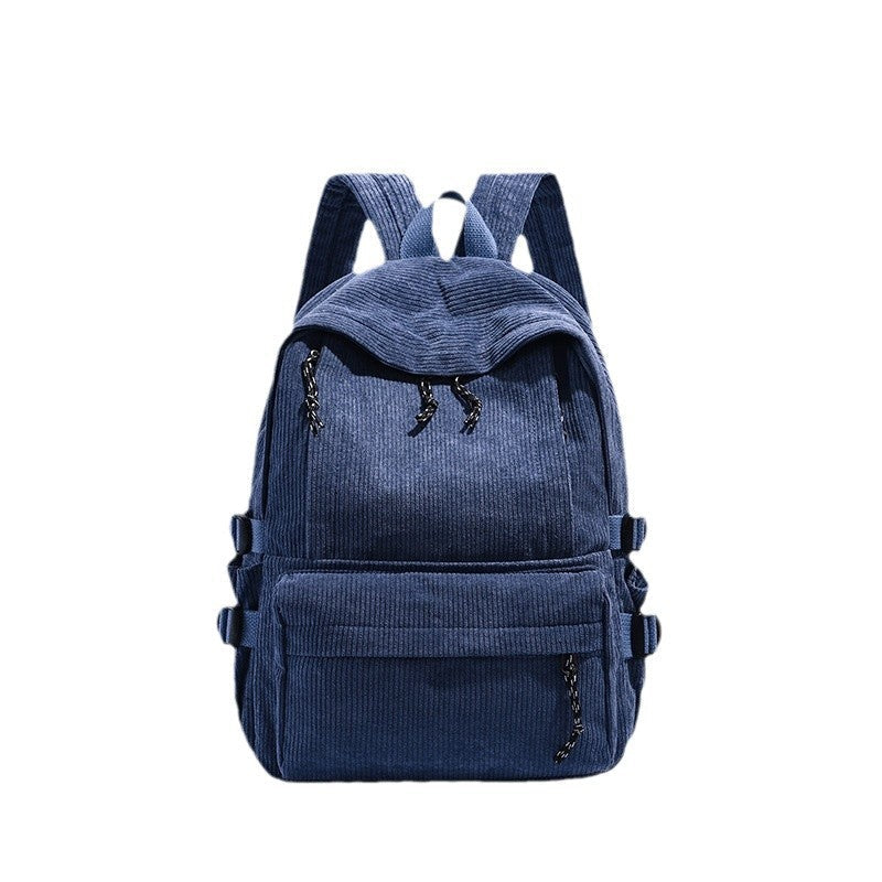 Corduroy Backpack with Cute Character Keychain Kalsten