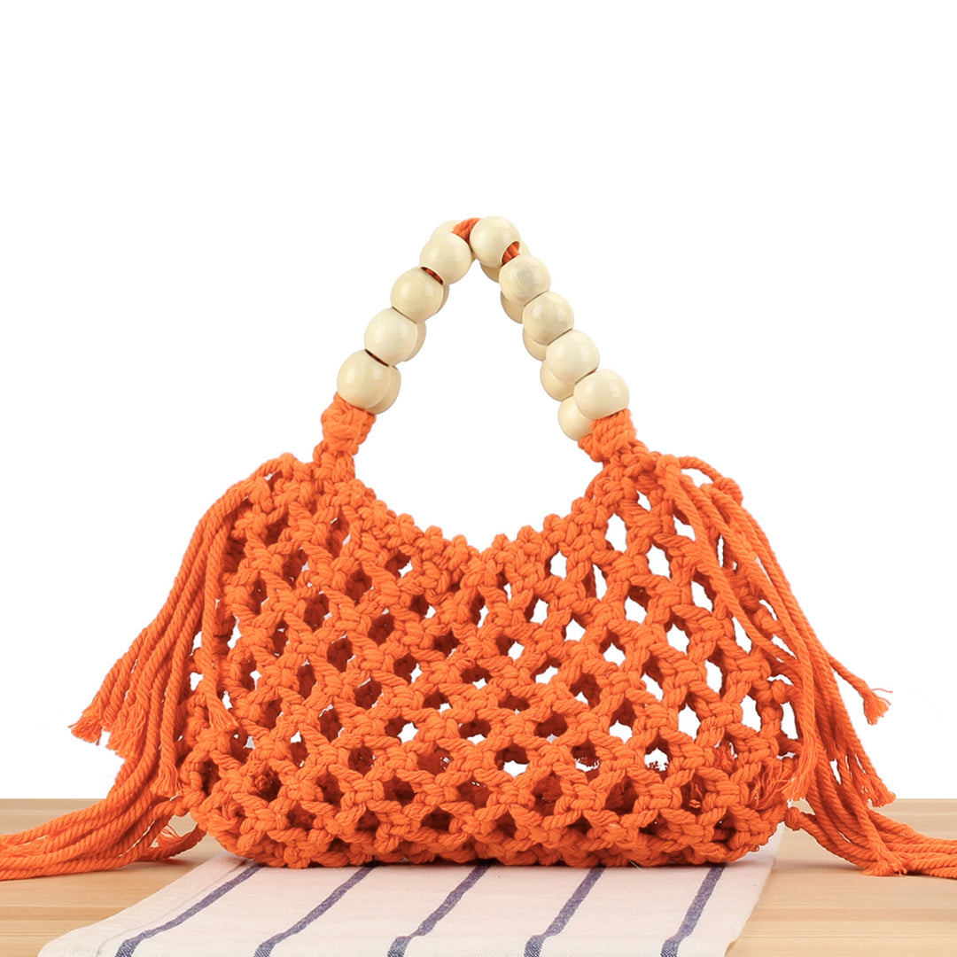 Handmade Macrame Bag with Wooden Handles Kalsten