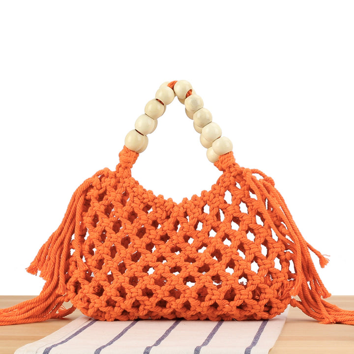 Handmade Macrame Bag with Wooden Handles Kalsten