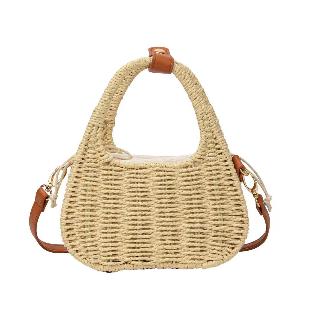 Fashionable wicker handbag with elegant leather detail Kalsten