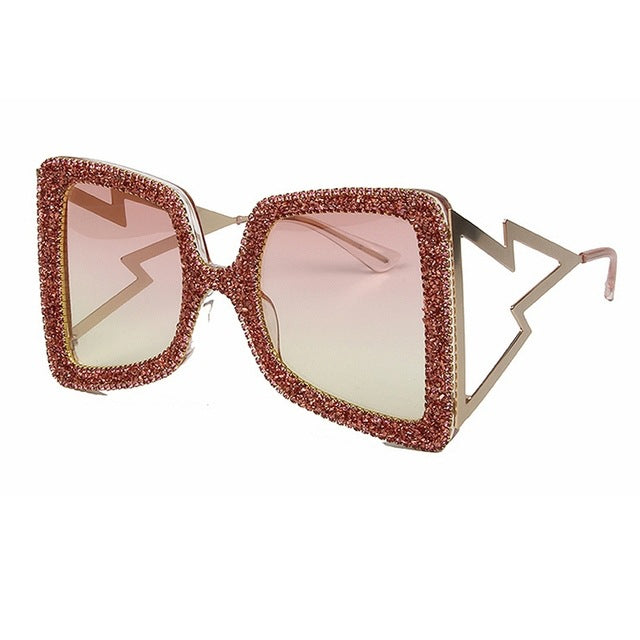 Women's oversized sunglasses with glittering crystal frame Kalsten