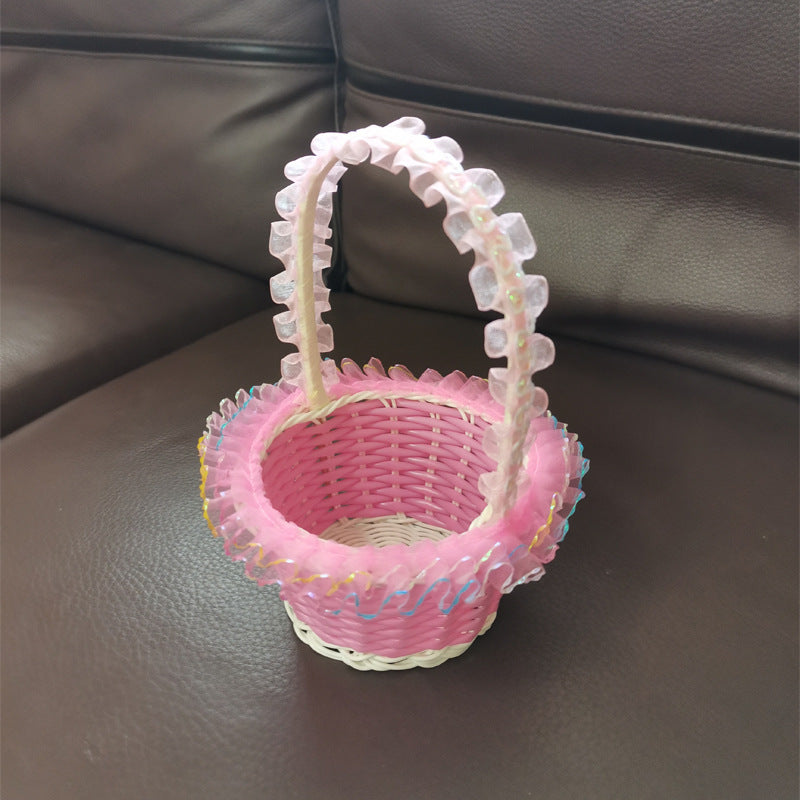 Ladies Decorative Child Basket with Ruffles Kalsten
